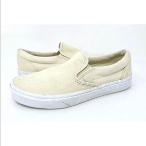 Vans Men or Women slip on cream off white checkered stripes texture weave